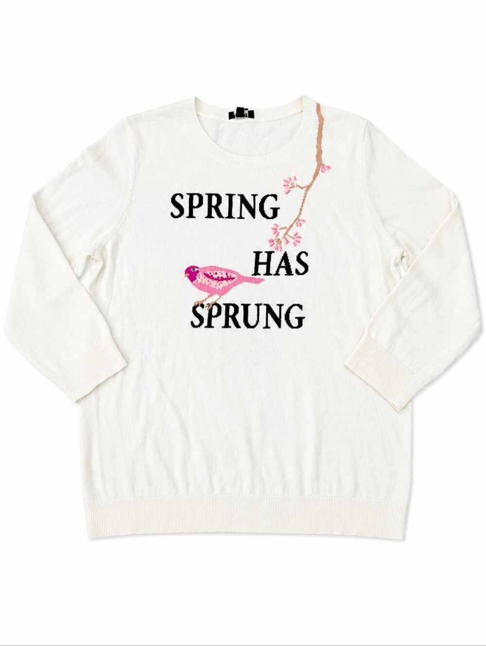 Talbots Spring Has Sprung Bird Knit Sweater NWT Crew Neck Size Large
